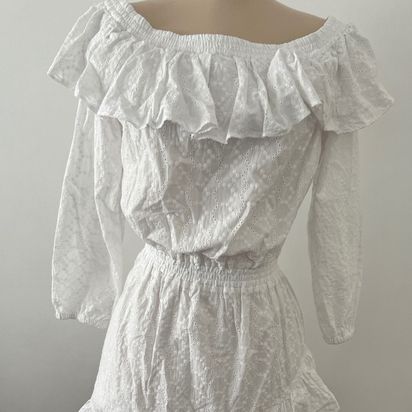 NEW MICHAEL KORS white Off The Shoulder Eyelet Dress size S - Picture 1 of 6